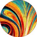 Espectaculo 7 ft. 10 in. Splash Adja Round Area Abstract Rug - Red, Blue & Green ES1782410